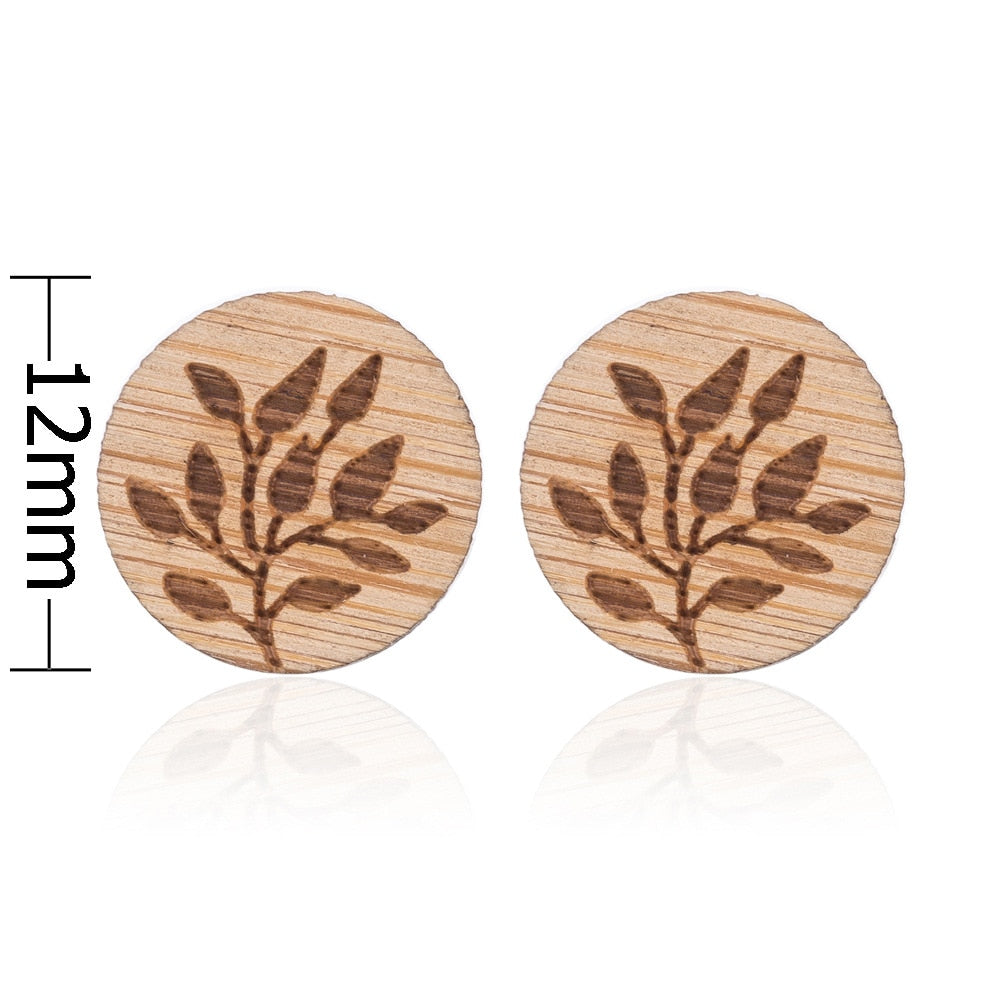 Wooden Branch Lady Cute Stud Earrings for Women Jewelry Girls Earrings