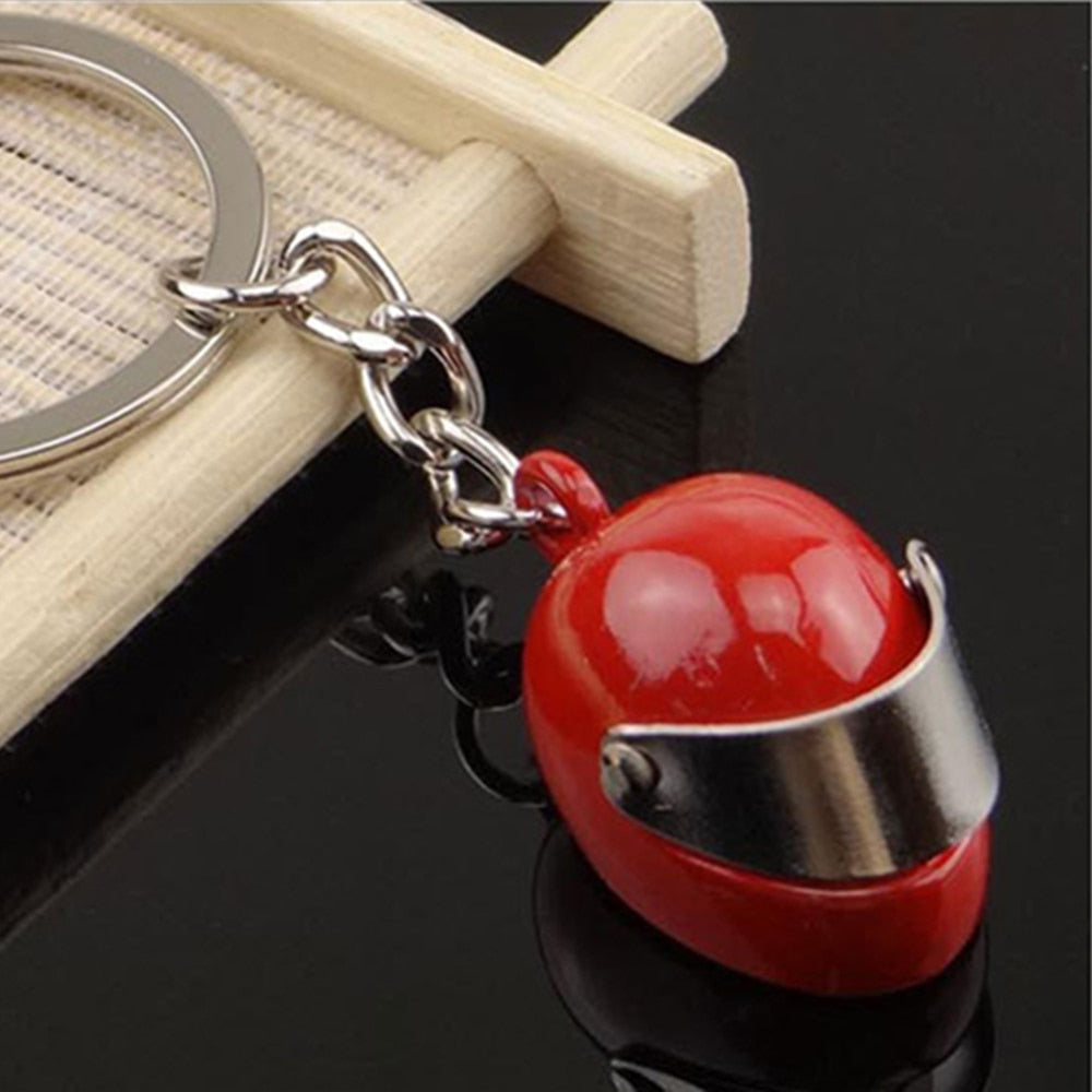 4 Colors Simulation Motorcycle Helmet Keychains Exquisite Keyring Charms Gift