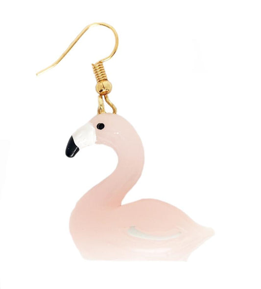 Light Pink Flamingo Drop Earrings Cartoon Art Women Party Jewelry Ear Fashion