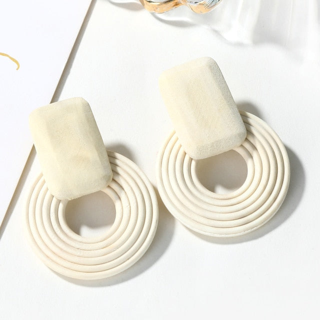 14 Styles Geometric Bamboo Round Party Statement Drop Earrings Modern Women