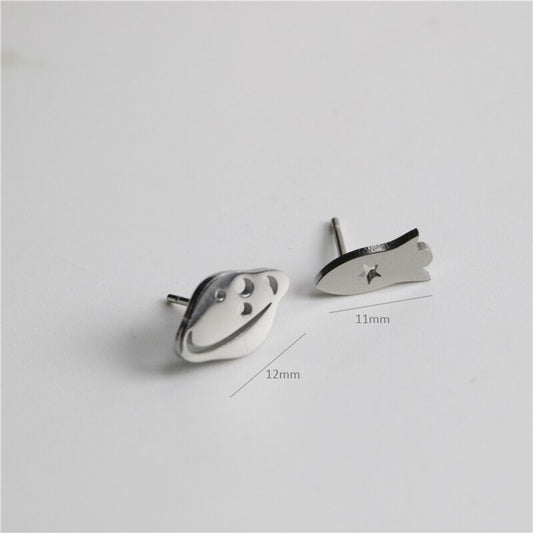 Rocket Planet Stud Earrings Fashion Shiny Ladies Jewelry Women Classic Studs