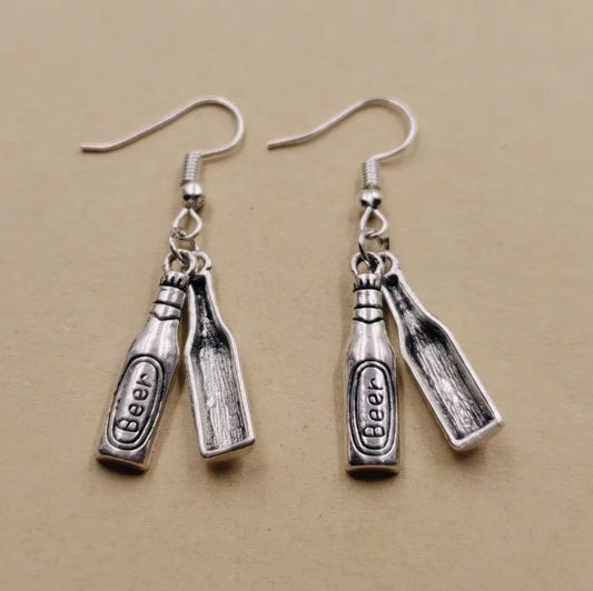 Beer Bottle Metal Drop Earrings Fashion Party Girls Pendant Earrings Women