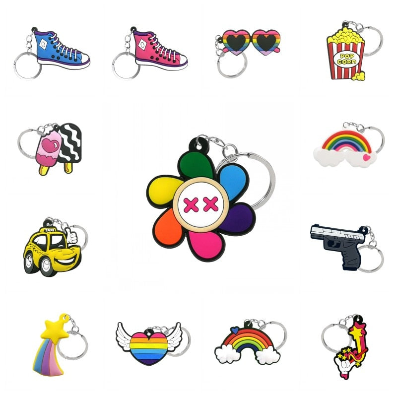 13 Styles Fun Design Party Keychain Cartoon Creative Gift Key Holder Keyring