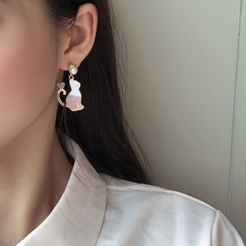 Cat and Baloon Drop Earrings Women Party Wedding Jewelry Creative Gifts Earrings