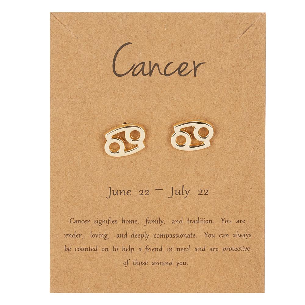 Cancer Zodiac Constellations Sign Stainless Steel Earrings Women Jewelry Small