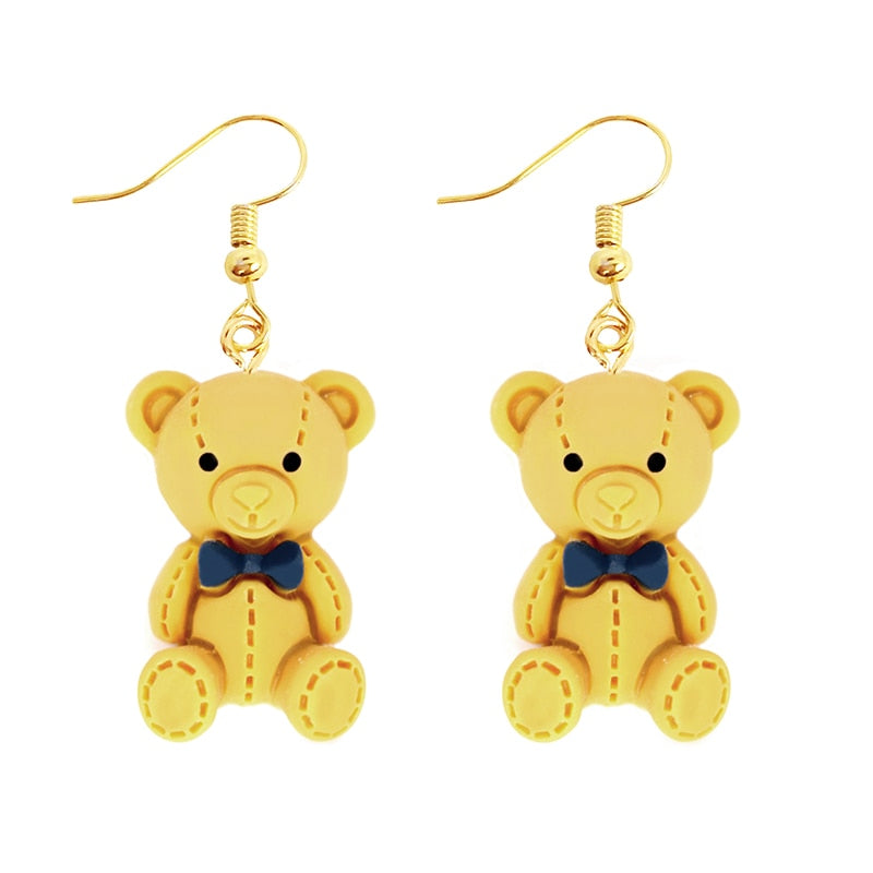 Stitch Bear Resin Animal Drop Earrings Women Creativity Jewelry Cute Earring