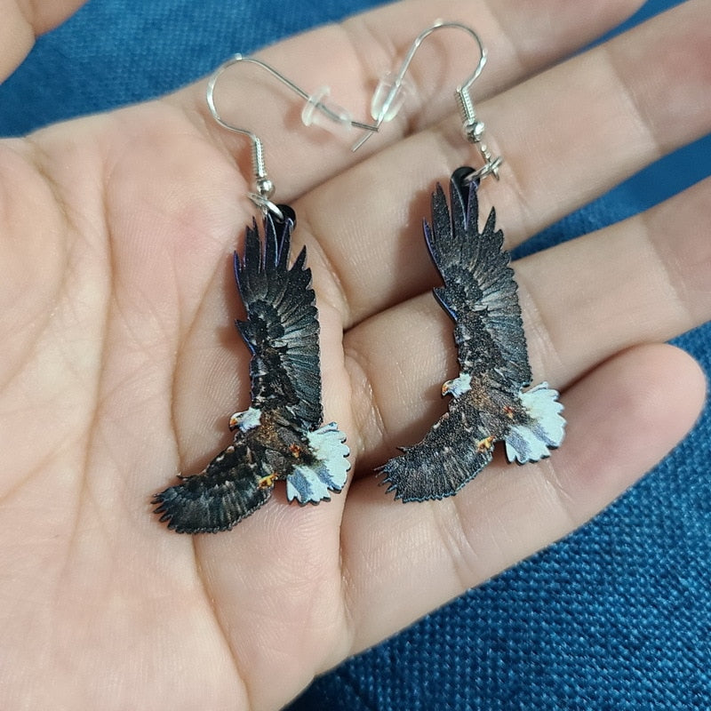 8 Styles Acrylic Hummingbird Pigeon Eagle Owl Parrot Dangle Earrings Women