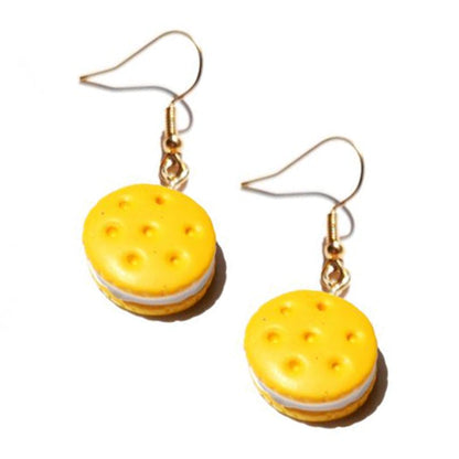 Resin Crackers Sandwich Drop Earrings Women Art Fashion Cartoon Earrings