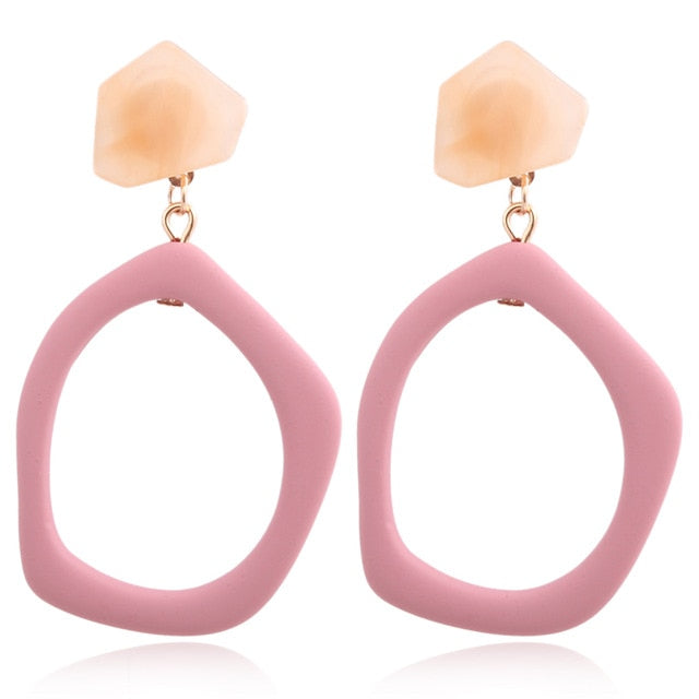 19 Styles Geometric Acrylic Irregular Hollow Circle Square Drop Earrings Modern