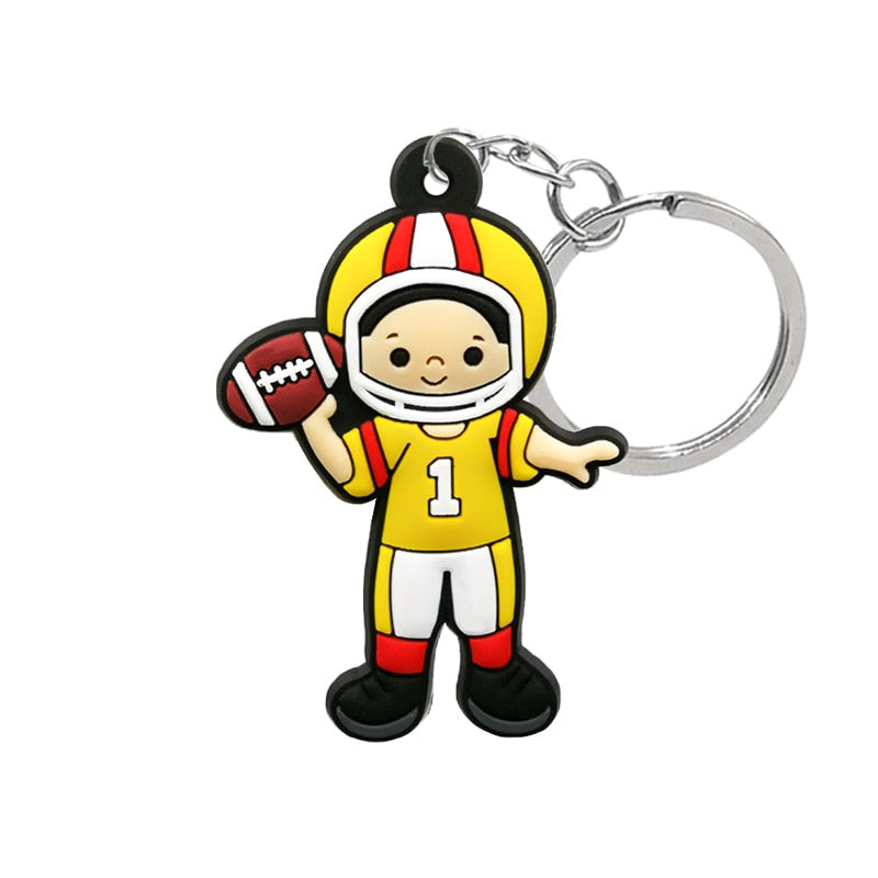 6 Styles Baseball Rugby Sports Keychain Party Gift Cute Keyring Cartoon DIY