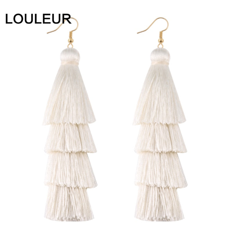 39 Styles  4 Layer Bohemian Multicolor Statement Tassel Dangle Earrings Women