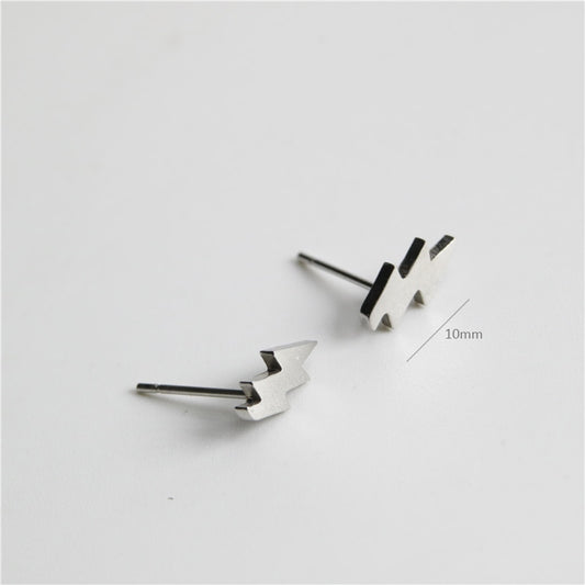 Lightning Design Stainless Steel Earrings Women Jewelry Small Studs Gifts