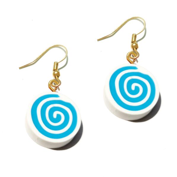 Blue Candy Slice Drop Earrings Cartoon Art Women Party Jewelry Ear Fashion