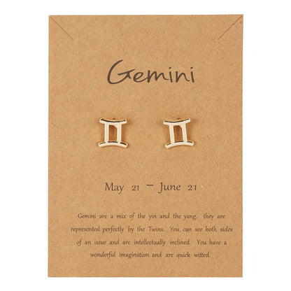 Gemini Zodiac Constellations Sign Stainless Steel Earrings Women Jewelry Small
