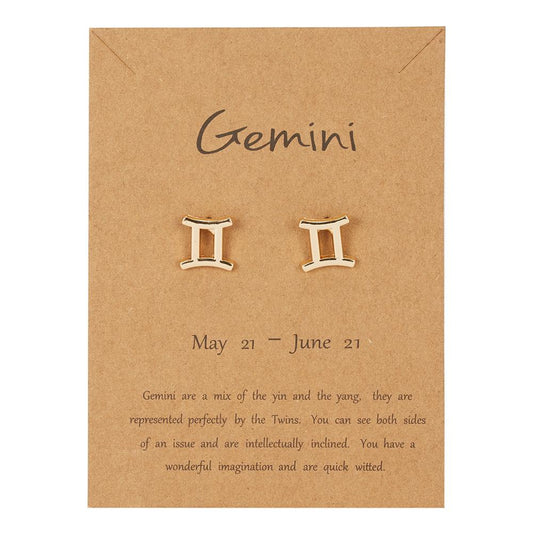 Gemini Zodiac Constellations Sign Stainless Steel Earrings Women Jewelry Small