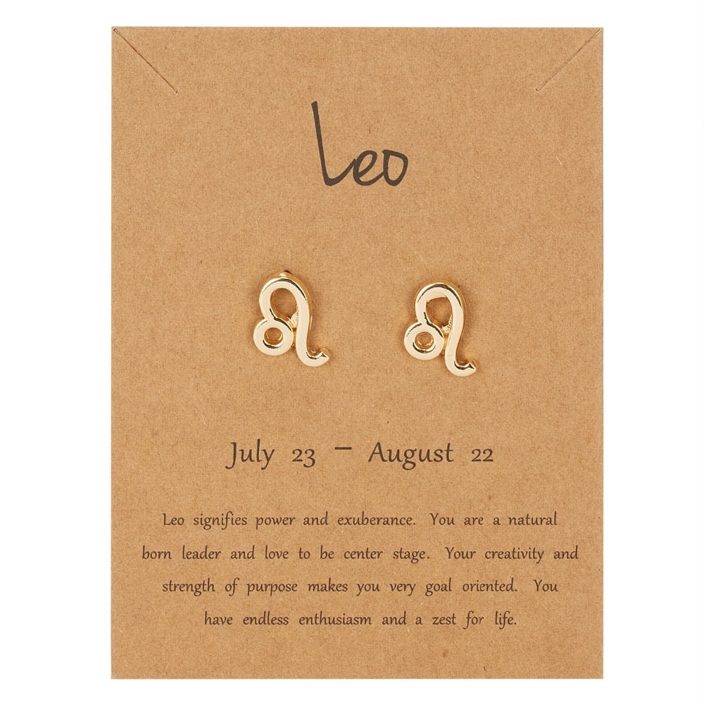 Leo Zodiac Constellations Sign Stainless Steel Earrings Women Jewelry Small