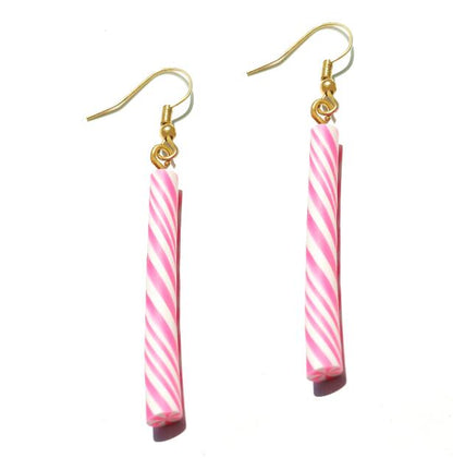 Pink Caramel Stick Drop Earrings Cartoon Art Women Party Jewelry Ear Fashion