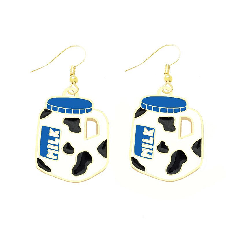 Milk Gallon Drop Earrings Cartoon Ear Pendants Accessories Women Art Jewelry