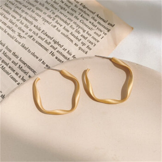 Matte Twisted Hoop Earrings For Women Girl Fashion Modern Jewelry Gift
