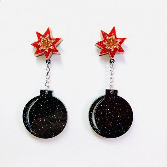 Sparkling Ball Drop Earrings Cartoon Art Women Party Jewelry Ear Fashion Pendant