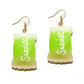 Lime Green Resin Handmade Candy Drop Earrings Cartoon Art Women Party Jewelry