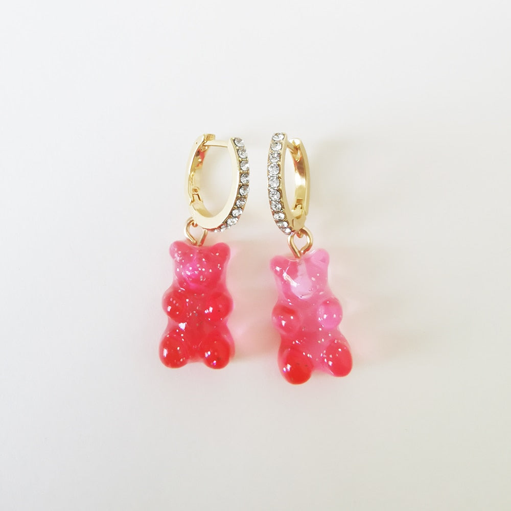 26 Styles Rhinestone Resin Bear Lady Cute Dangle Earrings for Women Jewelry