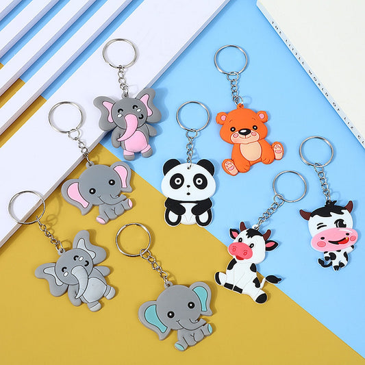 5 Styles Simulation Animal PVC Keychain Charms Car Key Ring Bag Ornaments Cute