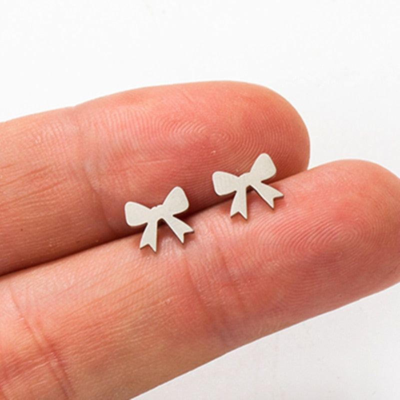 Bow Mini Studs Earring Cute Female Ear Ornament Charm Jewelry Accessory