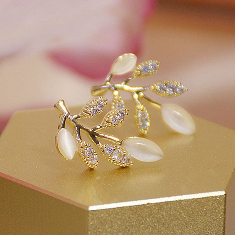 Leaf Branch Stud Earrings Women Gift Wedding Party Fashion Jewelry Accessories