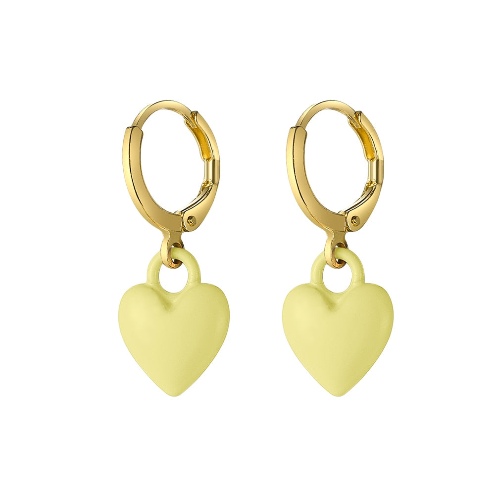 Yellow Heart Dangle Earrings Fashion Party Girls Pendant Earrings Women Jewelry