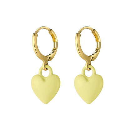 Yellow Heart Dangle Earrings Fashion Party Girls Pendant Earrings Women Jewelry