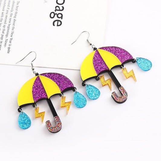 Glitter Umbrella Drop Earrings Women Travel Fashion Cartoon Earrings Creative