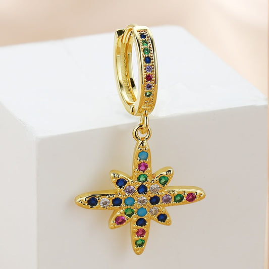 1pc Colorful Rhinestone Star Cartilage Earring Ear Piercing For Women Girl