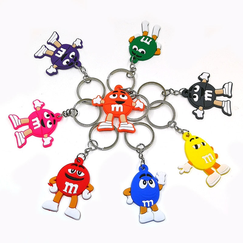 8 Styles Multicolor Candy M&M Keychain Cartoon Creative Gift Key Holder Keyring