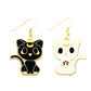 Black White Cat Drop Earrings Cartoon Ear Pendants Accessories Women Art Jewelry