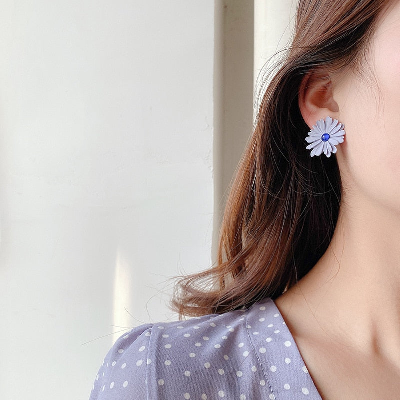 9 Styles Blue Color Geometric Flower Dangle Earrings Women Travel Fashion