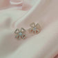 Four-Leaf Clover Earring Flower Earrings for Girl Metal Inlaid Zircon