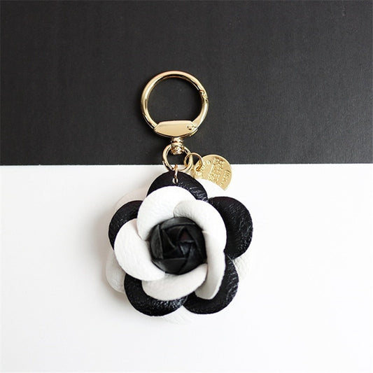 9 Styles PU Leather Flower Rose Tassel Keychain for Woman Jewelry Bag Decoration