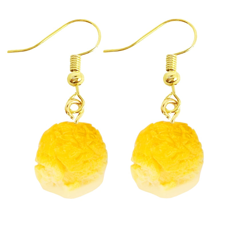 Funny Cute Cheese Popcorn Drop Earrings Women Creativity Jewelry Cute Earring