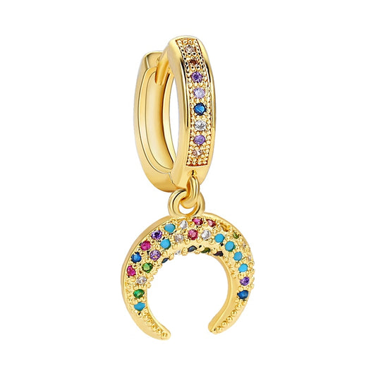 1pc Colorful Rhinestone Open Ring Cartilage Earring Ear Piercing For Women Girl