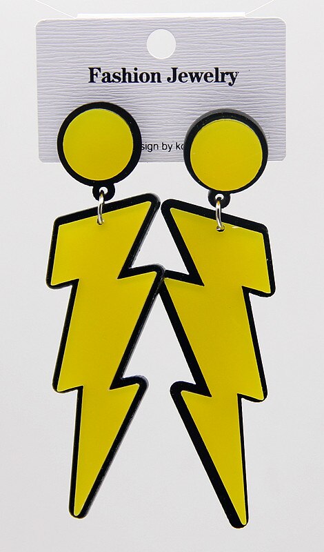 Yellow Cartoon Lightning Acrylic Dangle Earrings Women Girl Fashion Trendy