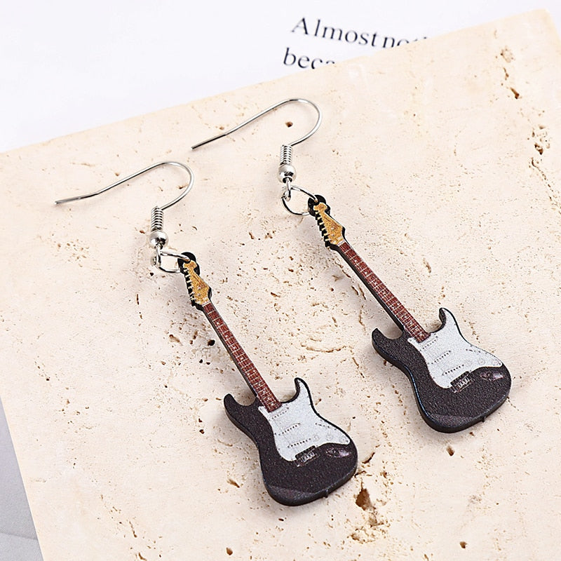 47 Styles Guitar Fish Eye Acrylic Drop Earrings Female Travel Cartoon Earrings