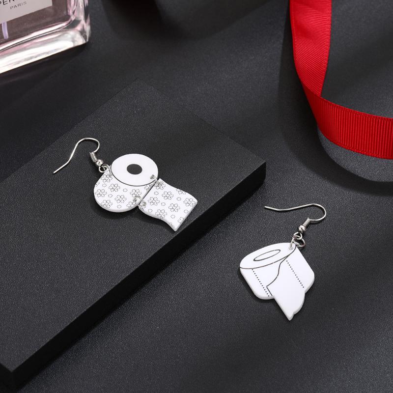 Mismatched Toilet Paper Design Drop Earrings Fashion Women Summer Party Jewelry