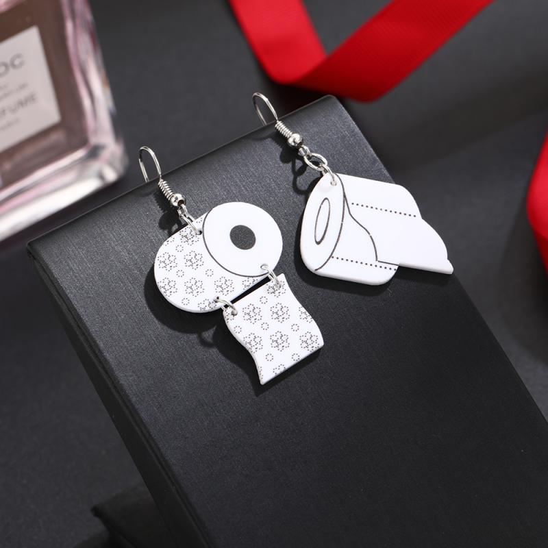 Mismatched Toilet Paper Design Drop Earrings Fashion Women Summer Party Jewelry