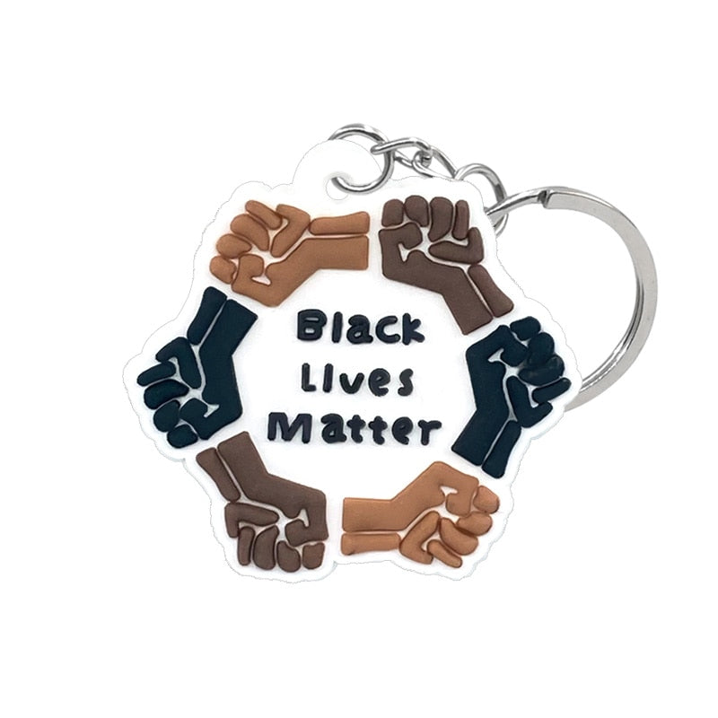 7 Styles Black Lives Matter Keychain Cartoon Figure Key Ring Kid Toy Holder