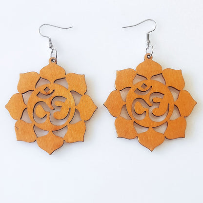 Wooden Flower Drop Earrings Women Party Wedding Jewelry Dangle Gifts Earrings