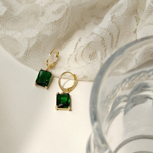 Green Gemstone Drop Earrings Women Gifts Earring Cute Girls Eardrop Jewelry