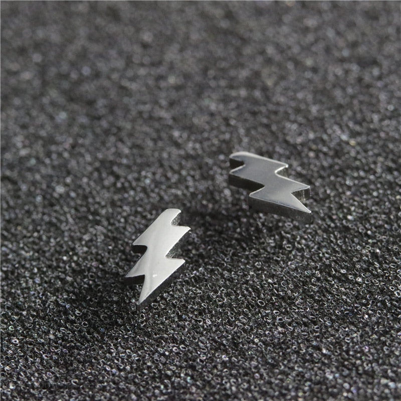 Lightning Design Stainless Steel Earrings Women Jewelry Small Studs Gifts