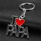 I Love Mama Papa Letters Metal Keychains Charms Mothers Fathers Day Gift Key