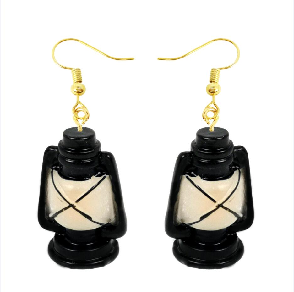 Retro Gasoline Lamp Drop Earrings Cartoon Art Women Party Jewelry Ear Fashion